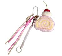 Thewasc Llavero creativo de postre de felpa con diseños realistas de pasteles, llavero colgante para uso diario, bonito llavero de felpa, Rollo de pastel