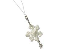 Thewasc Llavero de ganchillo hecho a mano con diseño de copo de nieve para mujer, diseño de copo de nieve de invierno, blanco, Talla única