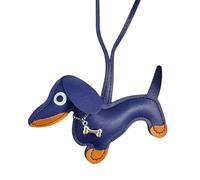 Thewasc Llavero de perro salchicha juguetón suave de piel sintética con colgante de perro salchicha, accesorio para uso diario, viajes, accesorio elegante, azul marino, Talla única