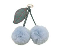 Thewasc Llavero portátil de cerezas para decoración de llaves de coche, bolsas creativas, amigos, familiares, llavero de felpa de cerezas, azul, Talla única