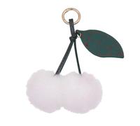 Thewasc Llavero portátil de cerezas para decoración de llaves de coche, bolsas creativas, amigos, familiares, llavero de felpa de cerezas, blanco, Talla única