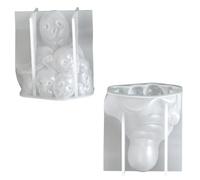 Thewasc Molde perfumado de silicona con diseño de calaveras apiladas para Halloween, diseño de huesos realistas, flexible para proyectos de horneado, moldes de siliconas perfumadas