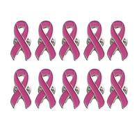 Thewasc Paquete de 10 broches de solapa con cinta, para investigación y concienciación sobre el cáncer de mama, para abrigo, camisa, suéter, alfileres de concienciación sobre el cáncer de mama
