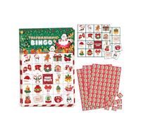 Thewasc Paquete de 34 tarjetas de bingo de Navidad para grupos grandes, capacidad para 24 jugadores, diseño de árbol festivo, juego de fiesta para todas las edades, tarjetas de juego de bingo de