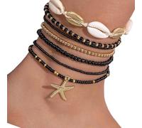 Thewasc Set De Joyería Junto Mar 7pcs Tobilleras Estrella para Festivales Playa Y Vacaciones En La Cadena Pie Ropa Playa Ajustable para Mujeres