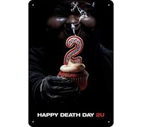 TheWeiPoster Letrero de estaño vintage para decoración de pared con texto "Happy Death Day 2U (2019) para el hogar, sala de estar, cocina, jardín, dormitorio, oficina, hotel, cafetería y pub