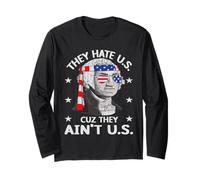 They Hate Us Cuz They Ain't Us 4th of July American Flag Manga Larga