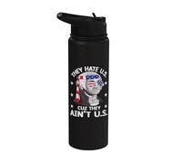 They Hate Us Cuz They Ain't Us 4th Of July American Flag Stainless Steel Insulated Water Bottle