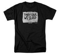 They Live They Live We Sleep 80S Horror Sci-Fi Graphic tee Unisex 100% Cotton Short-Sleeve T-Shirts Black S