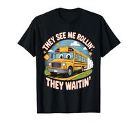 They See Me Rollin They Waitin Back To School Bus Bandera de EE. UU Camiseta