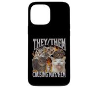 They Them Causing Mayhem Funny Cat Meme Bootleg Gráfico Carcasa para iPhone 13 Pro Max
