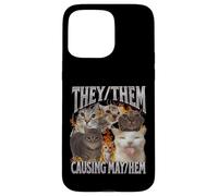 They Them Causing Mayhem Funny Cat Meme Bootleg Gráfico Carcasa para iPhone 15 Pro Max
