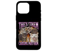 They Them Causing Mayhem Funny Cat Meme Bootleg Gráfico Carcasa para iPhone 16 Pro Max