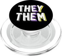 They Them Pronoun Shirt Gender Non-Binary Awareness March PopSockets PopGrip para MagSafe