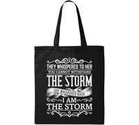 They Whispered to Her You Cannot Withstand The Storm - Bolsa de algodón ecológico natural, color negro, Black, Talla única