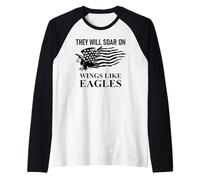 They Will Soar Wings Like Eagle Isaiah 40:31 Bible Christian Camiseta Manga Raglan