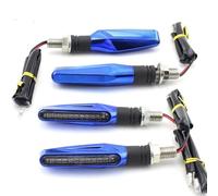THGKL Luz de señal de giro Intermitentes Para Motocicleta, Lámpara Universal De 12V, Carcasa Carbono/negro/azul/rojo, 4 Unidades/juego Indicadores Luz Señal Giro Para, Intermitente Ámbar(Blu)