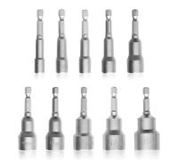 Thgtao Adaptador de tuerca, 10 unidades, adaptador de ranura, juego de puntas hexagonales, adaptador de llave de vaso hexagonal, 6-19 mm, vástago hexagonal magnético para destornillador inalámbrico