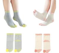 ThiCc 2 Pares De Calcetines Tabi De Bloques De Color Para Mujeres Y Niñas De Tobillo De Algodón Con Dos Dedos Separados Elásticos Para Chanclas Sandalias Estilo Japonés V (F,#2)
