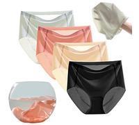 ThiCc Bragas tipo máscara para mujer, inimaginablemente frías, de seda de hielo, sin costuras, ropa interior de bikini invisible, cómoda, hipster, cobertura completa, calzoncillos elásticos, 4