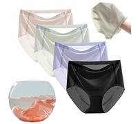 ThiCc Bragas tipo máscara para mujer, inimaginablemente frías, de seda de hielo, sin costuras, ropa interior de bikini invisible, cómoda, hipster, cobertura completa, calzoncillos elásticos, 4