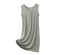 ThiCc Camisón sin mangas modal para mujer, talla grande, casual, holgado, suave, cuello redondo, transpirable, pijama para dormitorio, hogar, verano, noche, viajes, XL-8XL, Ejercito Verde, 5XL