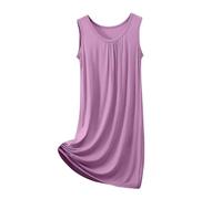 ThiCc Camisón sin mangas modal para mujer, talla grande, casual, holgado, suave, cuello redondo, transpirable, pijama para dormitorio, hogar, verano, noche, viajes, XL-8XL, hot pink, 5XL