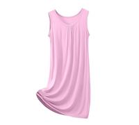 ThiCc Camisón sin mangas modal para mujer, talla grande, casual, holgado, suave, cuello redondo, transpirable, pijama para dormitorio, hogar, verano, noche, viajes, XL-8XL, rosa, 3XL