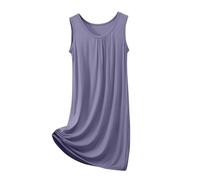 ThiCc Camisón sin mangas modal para mujer, talla grande, casual, holgado, suave, cuello redondo, transpirable, pijama para dormitorio, hogar, verano, noche, viajes, XL-8XL, gris oscuro, 5XL