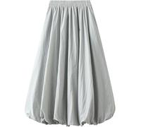 ThiCc Falda larga Y2K Bubble para mujer, falda larga de globo, elegante cintura alta, plisada, acampanada, casual, dobladillo con volantes, faldas fluidas, azul claro, Altoa única