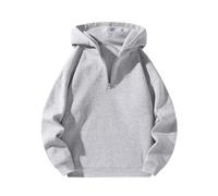 ThiCc Sudadera con capucha para hombre con cremallera de un cuarto - Sudadera informal de manga larga con hombros caídos, cómoda sudadera atlética para uso diario, deportes al aire libre, ocio, gris
