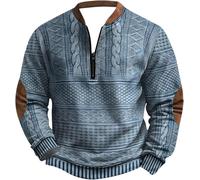 ThiCc Sudadera con cremallera de un cuarto para hombre, diseño vintage de punto digital en 3D, cuello gráfico, casual, a la moda, elegante, cómoda, de manga larga, para uso diario, ropa de trabajo,
