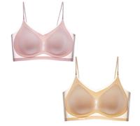 ThiCc Sujetador De Seda De Hielo Ultra Fino - Levantador Transpirable Sin Costuras Para Mujer Tallas Grandes Confort Verano Invisible Malla Fresca Sin Alambres Push Up (XL,#2-2 piezas)