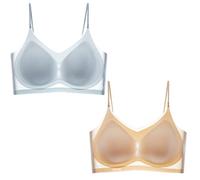 ThiCc Sujetador De Seda De Hielo Ultra Fino - Levantador Transpirable Sin Costuras Para Mujer Tallas Grandes Confort Verano Invisible Malla Fresca Sin Alambres Push Up (4XL,#3-2 piezas)