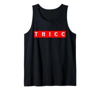 Thicc Texto Blanco en Negrita Rojo Divertido Argot de Internet Thicc Meme Camiseta sin Mangas