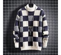 Thick Cashmere Sweater Men Tops Turtleneck Winter Male Plaid Pullovers Comfortable Mens Christmas Sweaters Keep Warm (Color : A Size : XXX-Large Code) (A Large Code)