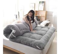 Thick Fluffy Floor Futon Mattress, Futon Plegable Tatami Japones Reversible, Lana de Cordero Colchón de Dormitorio (90x200cm,Grey)