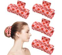 Thick Hair Clips, Rectangle Love Heart Claw, Decorative Hair Claw Set, Stylish Jaw Clamp, 3,15 x 1,57 pulgadas Durable Headwear Accessories for Women and Girls