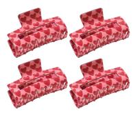 Thick Hair Clips, Rectangle Love Heart Pattern Claw, Decorative Hair Clips Set of 4, Strong Jaw Clamp Accessories for Women and Girls, Stylish Headwear Daily Use