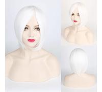 Thick Short Bob Wig Cosplay Costume Synthetic Hair Pink Orange Yellow Grey Black White Blue Purple Wigs For Women OneSize white