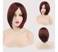 Thick Short Bob Wig Cosplay Costume Synthetic Hair Pink Orange Yellow Grey Black White Blue Purple Wigs For Women OneSize picturecolor