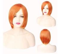 Thick Short Bob Wig Cosplay Costume Synthetic Hair Pink Orange Yellow Grey Black White Blue Purple Wigs For Women OneSize orange