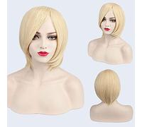 Thick Short Bob Wig Cosplay Costume Synthetic Hair Pink Orange Yellow Grey Black White Blue Purple Wigs For Women OneSize blonde