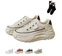 Thick-Soled Casual Women's Height-Increasing Shoes, 1.8" Non-Slip Casual Sneakers, 2026 New Women's Fashion Street Shoes (Khaki,39)