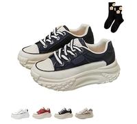 Thick-Soled Casual Women's Height-Increasing Shoes, 1.8" Non-Slip Casual Sneakers, 2026 New Women's Fashion Street Shoes (Black,40)