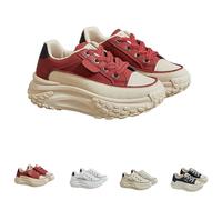 Thick-Soled Casual Women's Height-Increasing Shoes, Heightening Shoes, 1.8" Height Increase Platform Walking Sneakers (Burgundy,32 1/3)