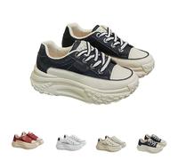 Thick-Soled Casual Women's Height-Increasing Shoes, Heightening Shoes, 1.8" Height Increase Platform Walking Sneakers (Black,32.5)
