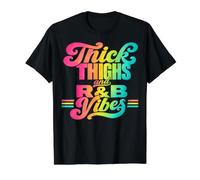 Thick Thighs R&B Vibes Retro Camiseta gráfica económica, Hombre, Negro, S