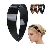 Thick Tortoise Shell Headband with Teeth for Women, 1.5in No Slip Versatile Wide Acetate Retro Plastic Headbands, Fashion Style, For Daily Use (Black)