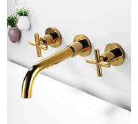 Thickened Black Back Basin Faucet Three-Piece Gold All-Copper Split Combination Three-Hole Faucet, Split Model